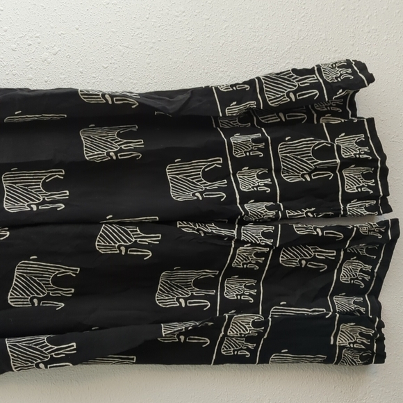 Boho Pull On Pants Elephant Wide Leg Cropped Pocket Safari Rayon Free Size India - Picture 7 of 14